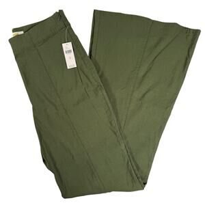ANTHROPOLOGIE x MAEVE NWT Slim Trumpet Flare Pants In Green Olive Size 10